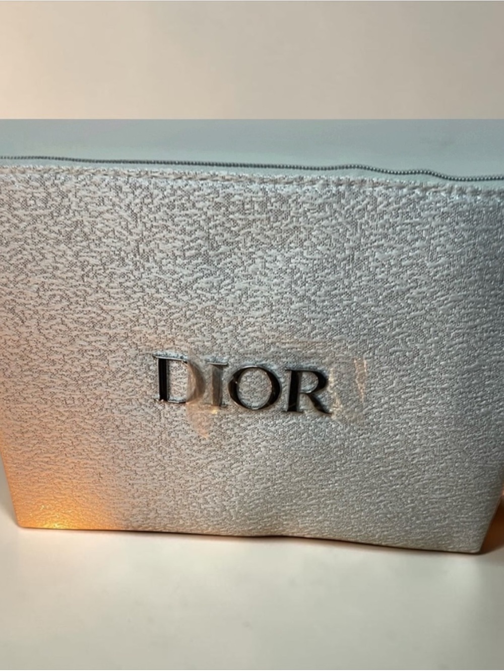 NIB Dior Beauty Silver Shimmer Cosmetic Pouch Bag Velvet Dustbag Star Charm